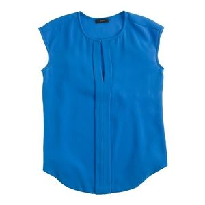 J. Crew Crepe Royal Blue Cap-Sleeve Top Blouse